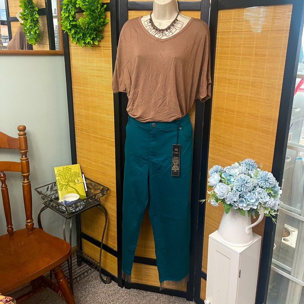 Teal Capri with Fun accents